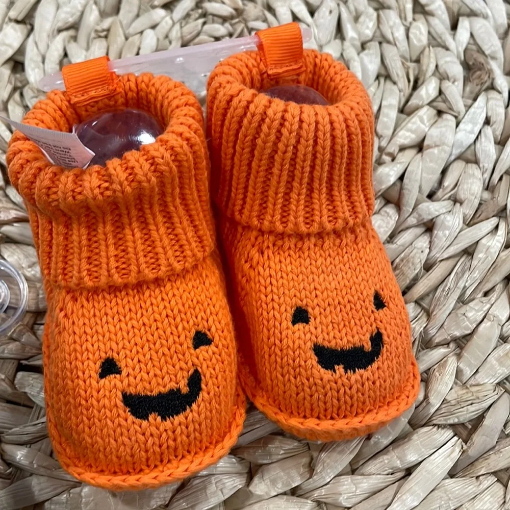 Carters crochet pumpkin slippers Halloween